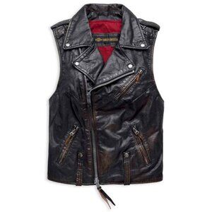 Harley-Davidson Women's Swingarm Vintage Leather Biker Vest (Size M)